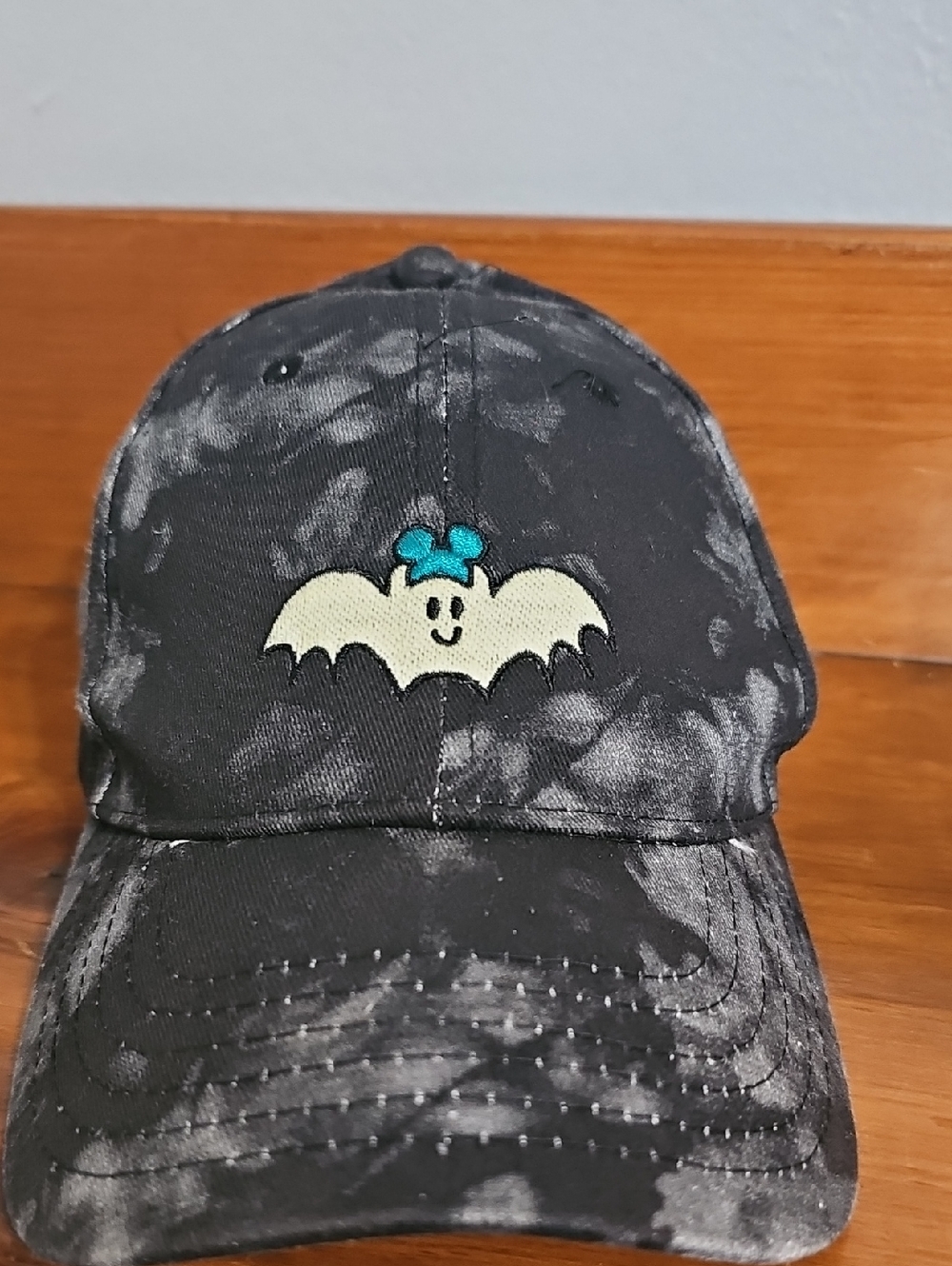 Black Tie-Dye Bat With Disney Ears Embroidered Cap